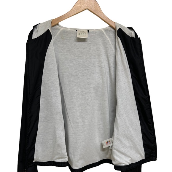 EUC Adidas Windbreaker with Hood in Black with Violet & White Stripes - Picture 4 of 10